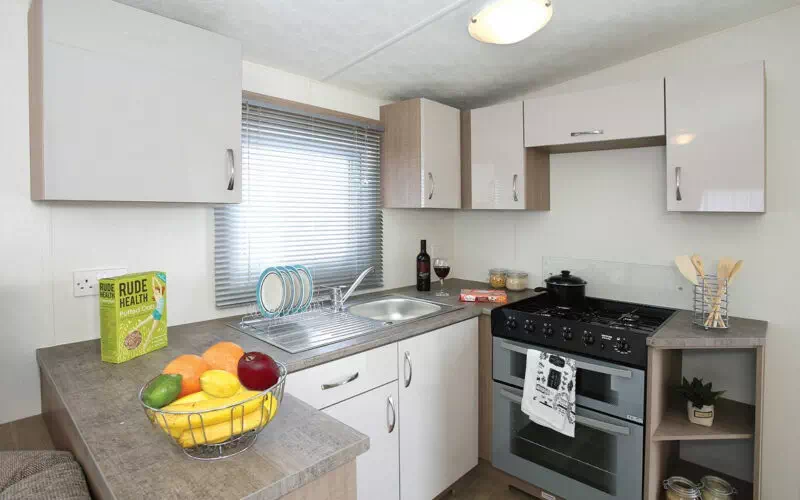 Modern kitchen within a static caravan