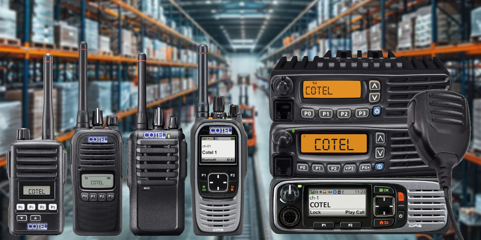 A sample of the Cotel wireless radio systems used in warehouses and retail centres.